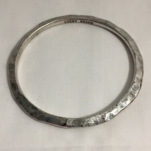 Lucky Brand Hammered Silvertone Bangle Bracelet